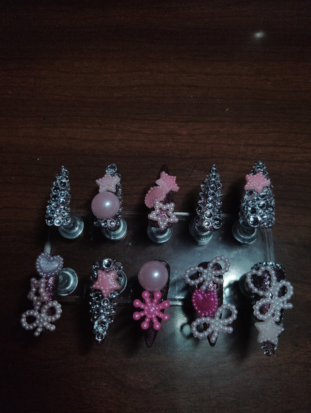 Handmade Pink Blinged Out Press Ons